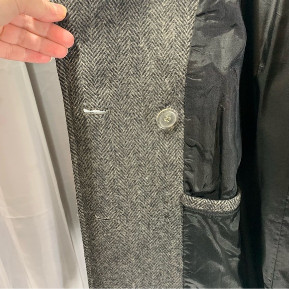 Alorna Petite Womens Wool Coat  Herringbone Double Breasted Lined - Picture 3 of 10